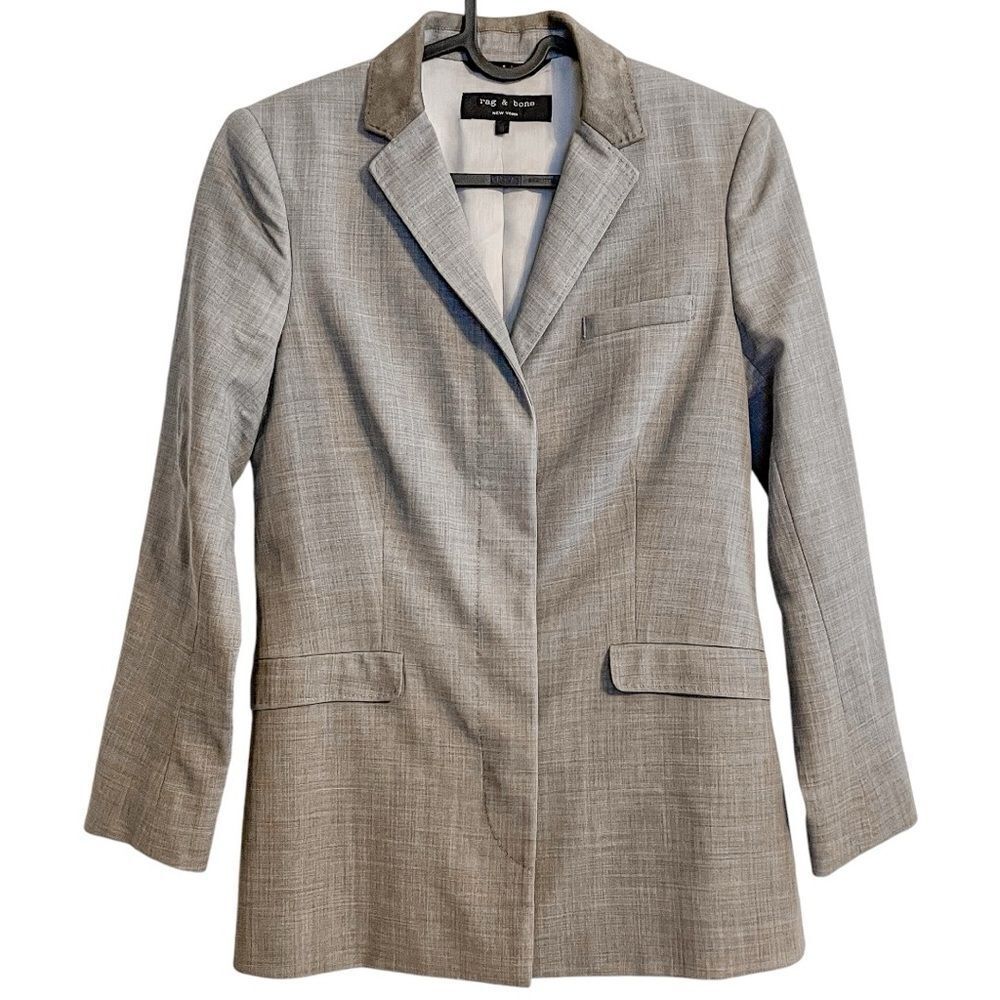 Rag & Bone Hidden Button Blazer Jacket Grey 0 - image 4